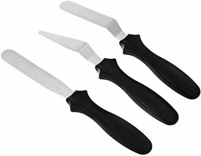Ebuyergate 3Pcs Stainless Steel Spatula Tools Kit Palette Smooth Set Cake Decorating from B&Q