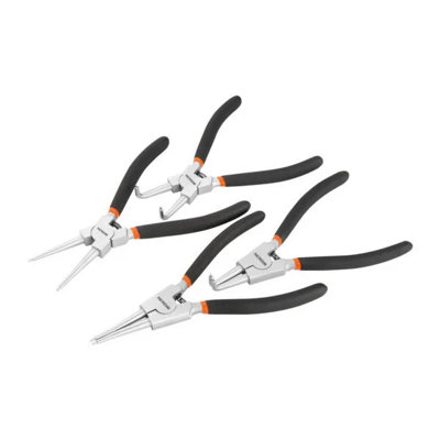 Ebuyergate Circlip Plier 4Pcs 7Inch 180Mm Internal External Bent Straight Tip Snap Ring Pliers Set