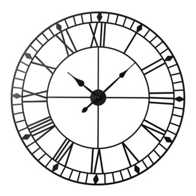 Home Garden Direct EOS Black Skeleton Wall Clock - 100cm Metal with Roman Numerals - Image 6