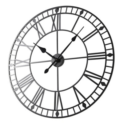Home Garden Direct Eos Skeleton Wall Clock - Roman Numerals - 80x80cm - Black - Image 6