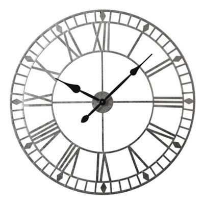 Home Garden Direct EOS Grey Skeleton Wall Clock - 80cm - Metal - Roman Numerals - Image 6