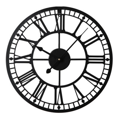 Home Garden Direct Unisex Black Eos - Skeleton Wall Clock With Roman Numerals - 40X40 - /Grey In - Image 6