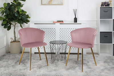  - MillSet Of 2 Velvet Dining Chairs(Pink)