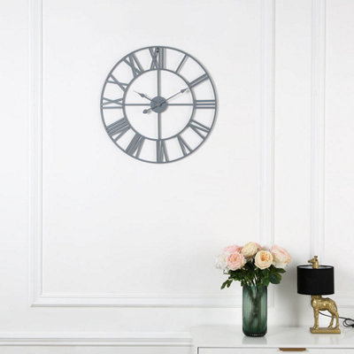 Eos Skeleton Wall Clock With Roman NumeralsGrey / 60Cm from B&Q
