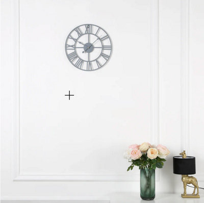  - Eos Skeleton Wall Clock With Roman NumeralsGrey / 40Cm