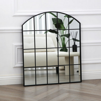 Home Garden Direct Arched Industrial Wall Mirror 90 x 75cm Black Metal - Image 4