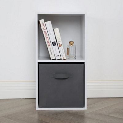 Home Garden Direct Jane 2x1 White Bookcase With Baskets - Cube Storage - White Wood - Image 4