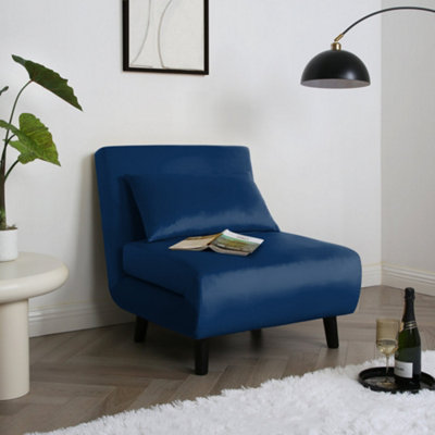 B&Q Aurora 1 Seat Sofa Bed Velvet Blue