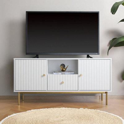 Home Garden Direct Devon TV Unit - White - MDF Frame - Matte PU Paint - 120cm Wide - Image 4