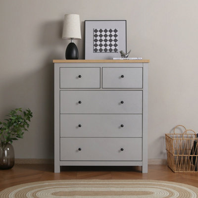 Wiltshire 5 Drawer ChestGrey - from B&Q