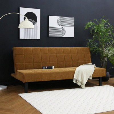  - Vittoria Click Clack Sofa Bed In Premium Textured Linen 3 Seater Brown