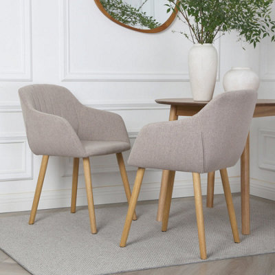 B&Q Luciano - Dining Chairs In Premium Textured Linen Set Of 2 Beige