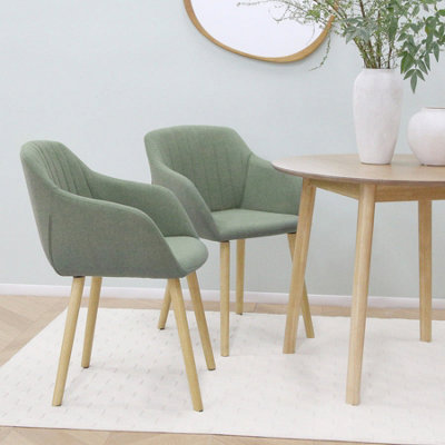 B&Q Luciano - Dining Chairs In Premium Textured Linen Set Of 2 Green