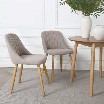 B&Q Emilia Dining Chairs In Premium Textured Linen Set Of 2 Beige