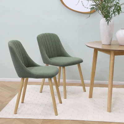 B&Q Emilia Dining Chairs In Premium Textured Linen Set Of 2 Green
