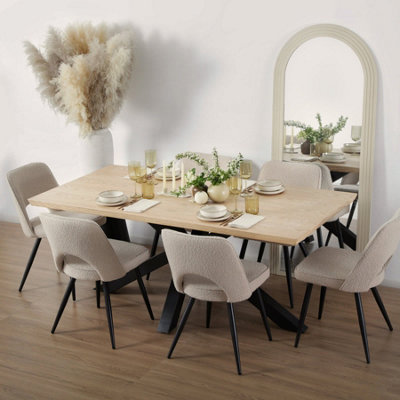  - Triton Oak Effect Rectangular Dining Table 6 Seater 180X95Cm