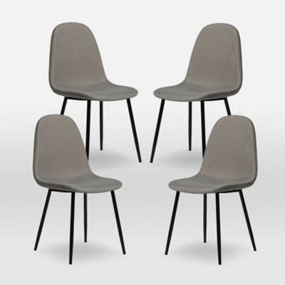 B&Q Light/Grey/Black Asteria Dining Chairs Set Of Upholstered Linen Fabric Leg Size 4