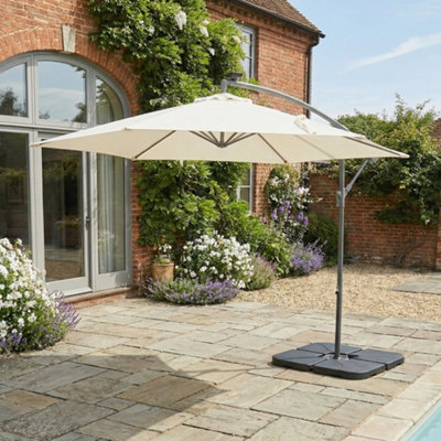 Home Garden Direct Unisex Cream Syros - Parasol With Led Lamps In 3M - Image 3