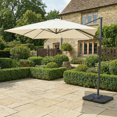 Home Garden Direct Syros 2.5m Garden Parasol in Cream with Integrated LED Lights and Powder-Coated Metal Frame - Image 3