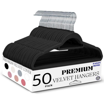 50 Velvet Hangers Non-Slip Clothes Coat With Tie Bar And 360 Swivel Hook Space-Saving 0.6 Cm Thick 45 Cm LongFor Dresses from B&Q