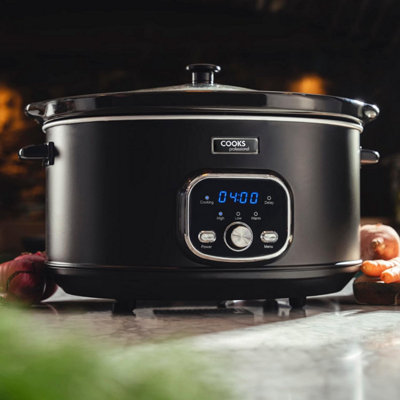 Cooks Professional Digital Slow Cooker 6.5L With 3 Heat SettingsTimer & Delay FunctionOne Pot Cooking MachineBlack from B&Q