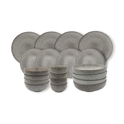 Cooks Professional Stoneware Dinner Set Nordic Kitchen Crockery Plate Bowl Mug Dishes 20 Piece Grey