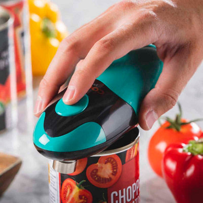 Cooks Professional Automatic Can Tin OpenerBattery Powered Tin Opening Kitchen ToolTeal & Black from B&Q
