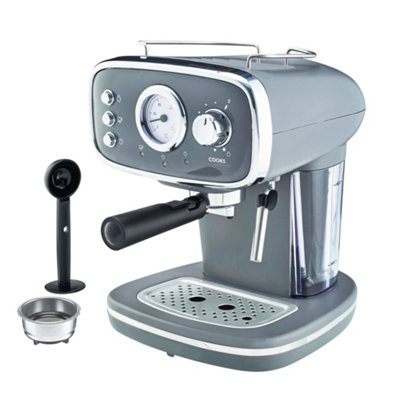 Cooks Professional 15-Bar Retro Espresso Coffee Machine - Grey - Image 6