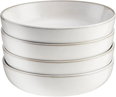 Cooks Professional Unisex White Set Of 4 Nordic Stoneware Pasta Bowls With Reactive Glaze - 2 Colours In - Image 4