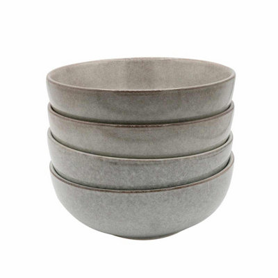 Cooks Professional Set Of 4 Nordic Cereal Bowls With Reactive Glaze16Cm Modern Ceramic Stoneware Soup Or Dessert BowlsGrey from B&Q