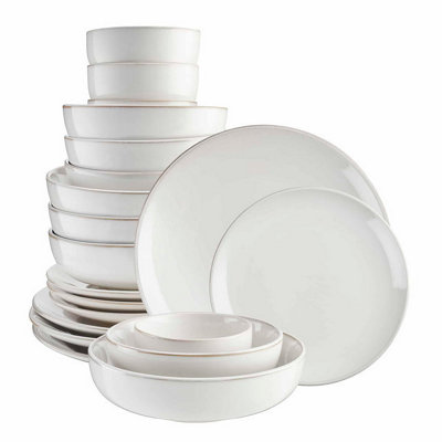  Stoneware Dinner Set Nordic Kitchen Crockery Plate Bowl Mug Dish 20 Piece White