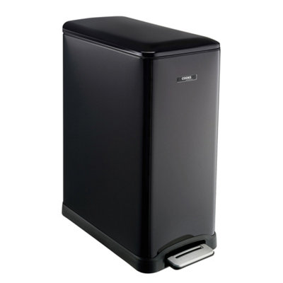 Cooks Professional Black Kitchen Rubbish Waste Bin Recycling Dual Multi Compartment Pedal 50L
