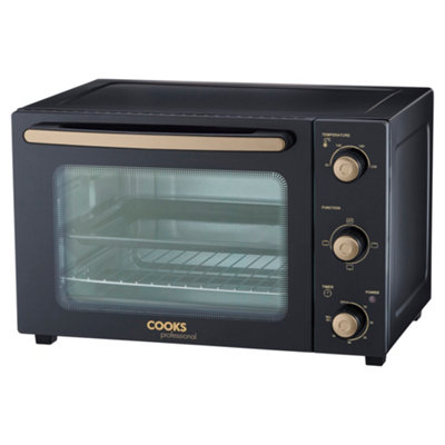 B&Q -  34L Mini OvenElectric Multifunction Countertop Grill Cooker With Adjustable Temp & TimerBlack & Copper