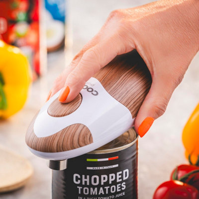 Cooks Professional White Automatic Can Tin Opener - Battery Powered Tin Opening Kitchen Tool - Nordic