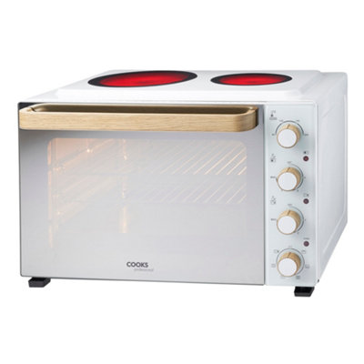 Cooks Professional 48L Mini Oven With 2 HobsElectric Countertop Grill Cooker With Adjustable Temp & TimerNordic White from B&Q