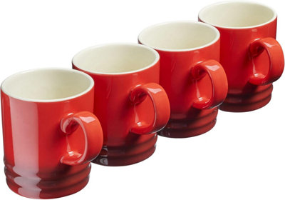 Cooks Professional Set Of 4 Colourful Stoneware MugsTea Coffee Drinking Cups 350Ml CapacityDishwasher & Microwave SafeRed from B&Q