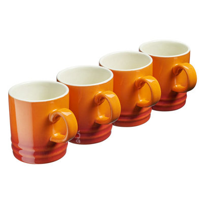 Cooks Professional Coffee Cups Mugs Set Of 4 Cups Stoneware 350Ml Red
