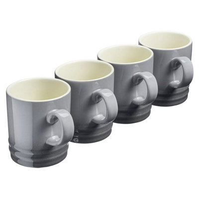 Cooks Professional Set Of 4 Colourful Stoneware MugsTea Coffee Drinking Cups 350Ml CapacityDishwasher & Microwave SafeGrey from B&Q