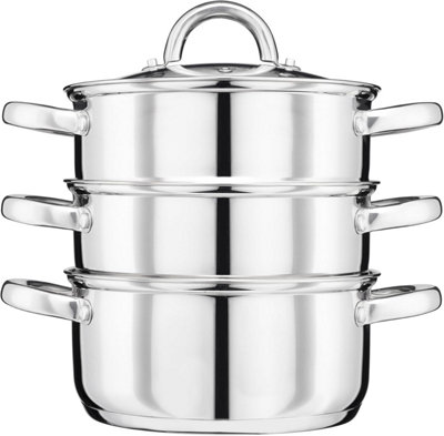 Cooks Professional 3 Tier Stainless Steel Steamer PanSuitable For All Hobs Inc InductionDishwasher Safe20Cm Diameter from B&Q