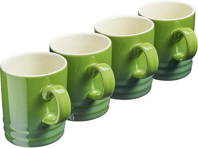 Cooks Professional Set Of 4 Colourful Stoneware MugsTea Coffee Drinking Cups 350Ml CapacityDishwasher & Microwave SafeGreen from B&Q