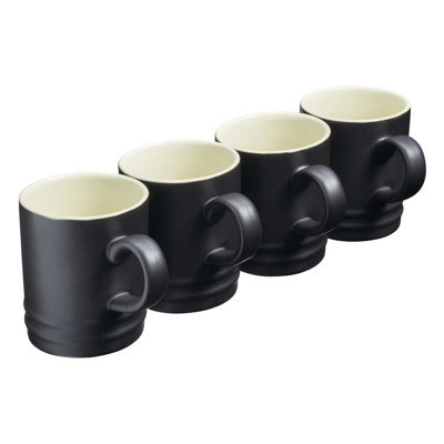 Cooks Professional Coffee Cups Mugs Set Of 4 Cups Stoneware 350Ml Blue