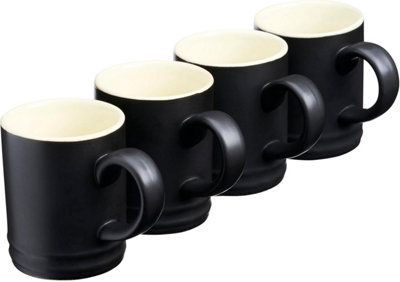 Cooks Professional Set Of 4 Espresso Coffee Cups Mini Stoneware Mugs 100Ml Capacity