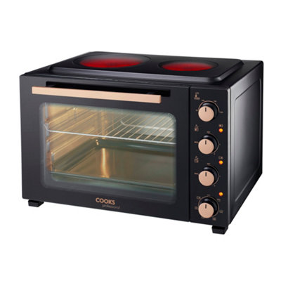 Cooks Professional 48L Mini Oven With 2 HobsElectric Countertop Grill Cooker With Adjustable Temp & TimerBlack & Copper from B&Q