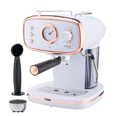 Cooks Professional 15 Bar Espresso Machine - White - Copper - Image 5