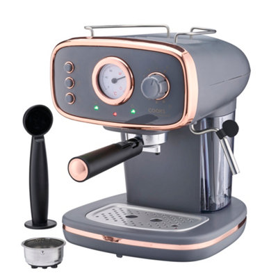 Cooks Professional Retro Espresso Machine | Grey / Copper - Image 5