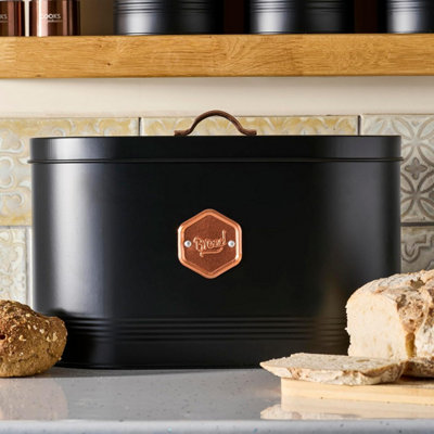 Cooks Professional Kitchen Storage Bread Bin With Nameplate - / Copper Black