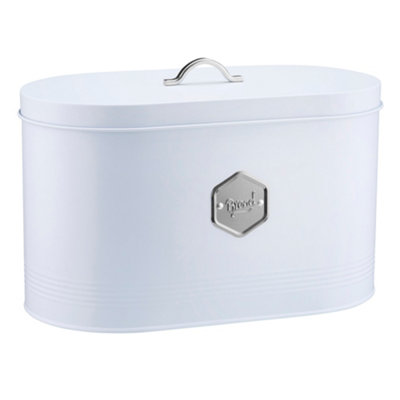 Cooks Professional White/Silver Kitchen Storage Bread Bin With Nameplate