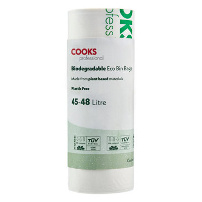 Cooks Professional Pack Of 25 Biodegradable Compostable Bin Bags 45-48L - Eco-Friendly Plant-Based Garbage Or Recycling Liners
