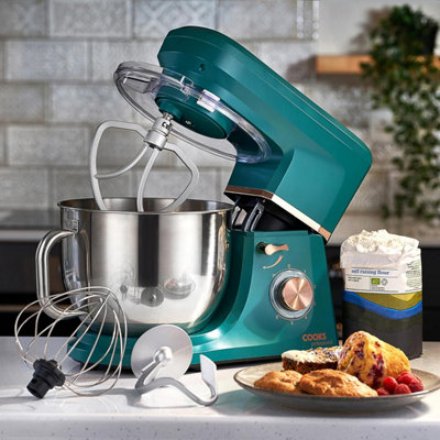 B&Q -  Stand Mixer 1200W With 6 SpeedsPulse & 7L S-Steel Mixing Bowl -Kitchen Baking Mixing MachineTeal/copper