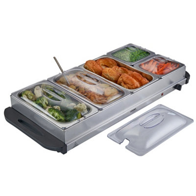 Cooks Professional 5 Section Buffet Warmer | 9.6L | Silver - Image 5